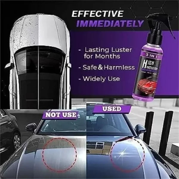 3 In 1 High Protection Quick Car Coating Spray, Ceramic Car Coating Spray Crystal Coating For Car (100 Ml)